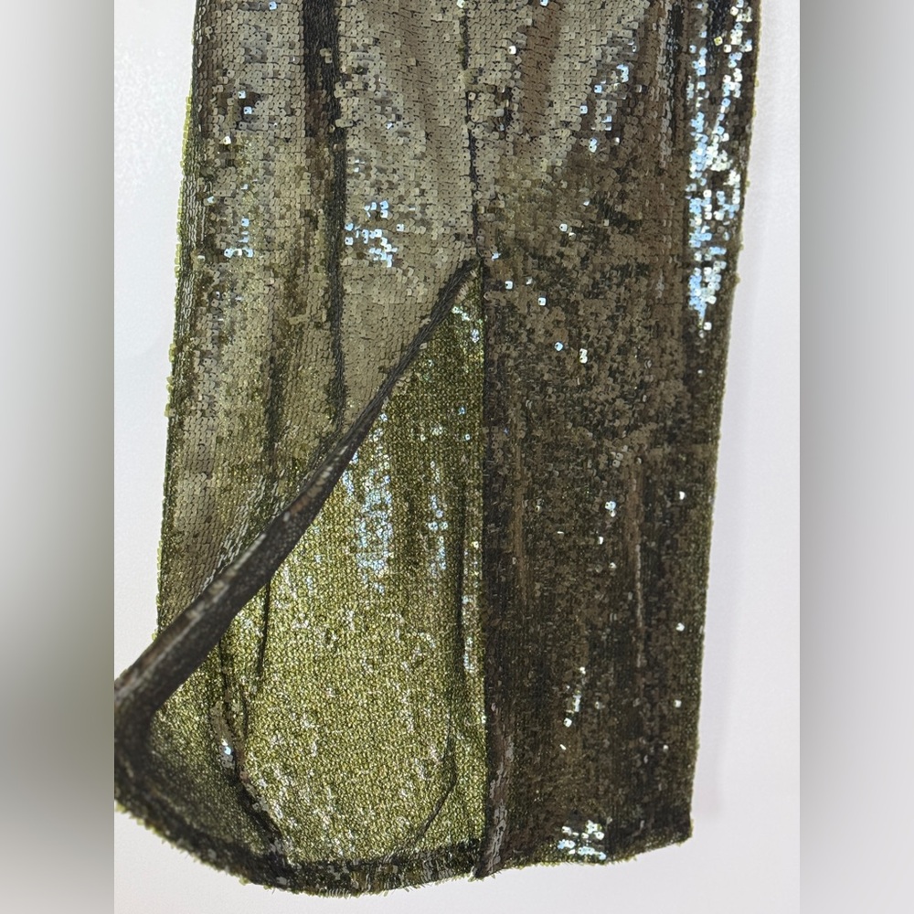 ZARA GREEN SEQUIN MIDI SKIRT 2157/248/500 015/216 - Picture 4 of 16